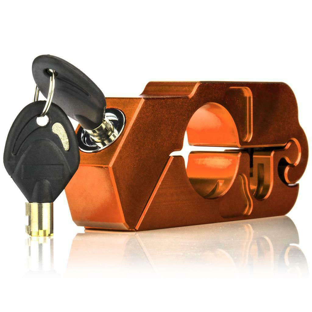 Orange Motorcycle Lock Anti Theft Bicycle Handlebar Grip Lock for Scooters ATV