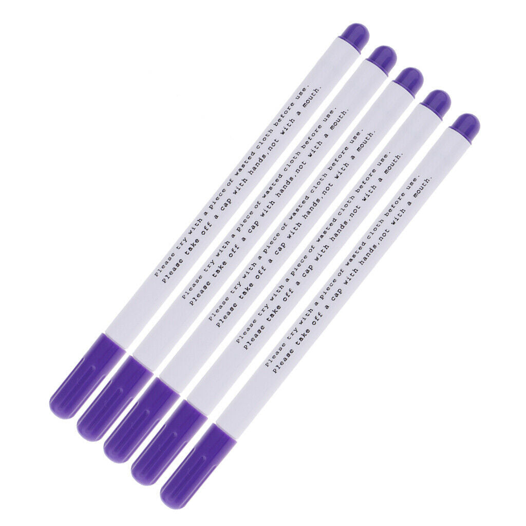5x Water Soluble Pens Water Erasable Pens Fabric Marker Vanishing Pen Purple