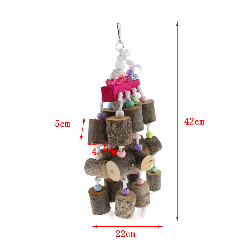 Natural Colorful Wooden Block Bird Chewing Toys For Large and Medium Parrots
