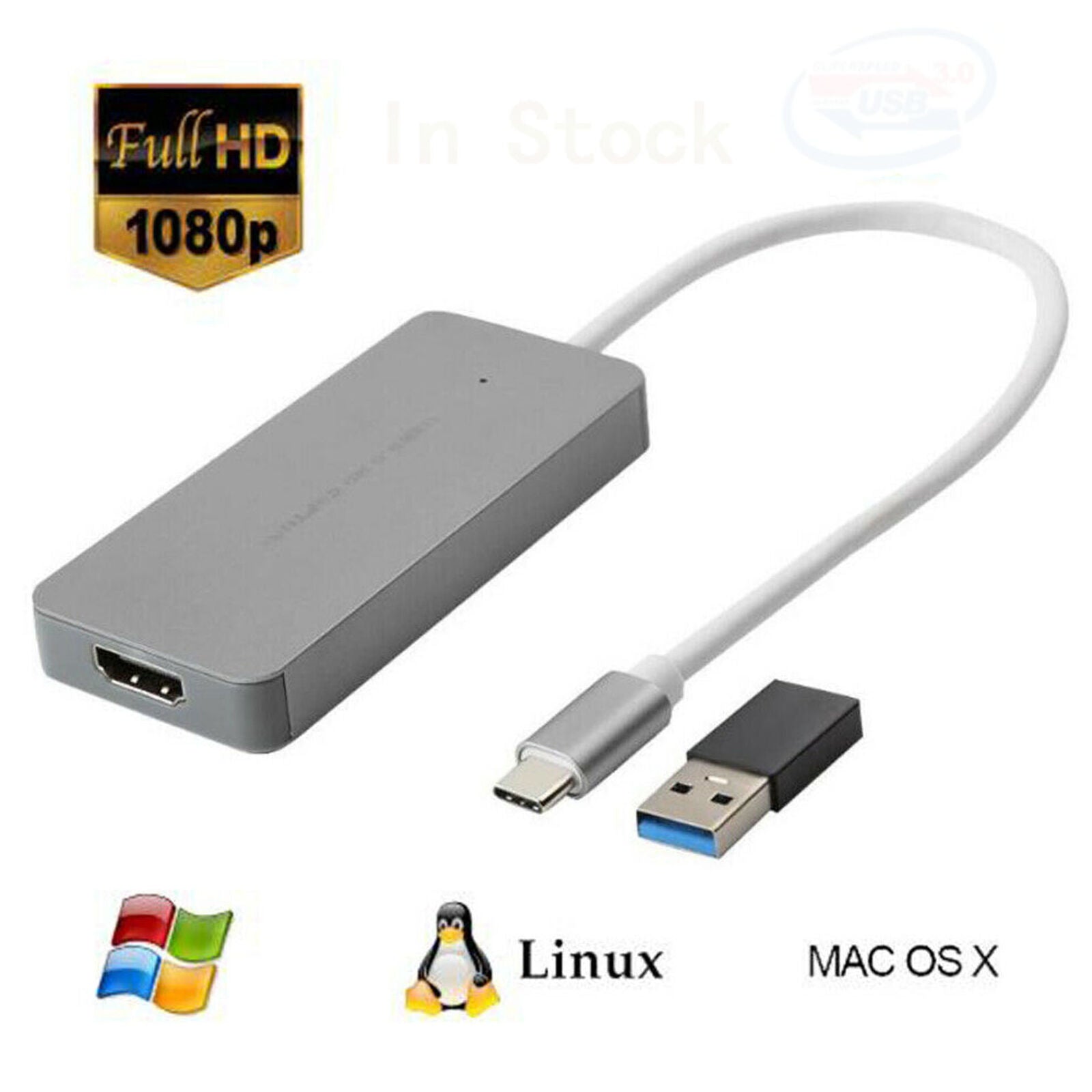 USB 3.0 Type C 1080P HD HDMI Video Capture Card Drive-free Live Streaming