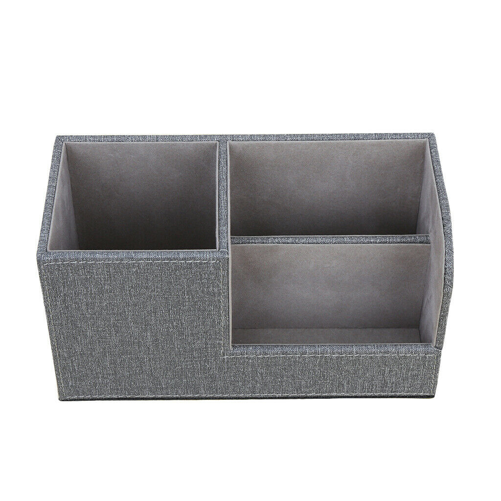 Leather Pen Holder Pen Container Tabletop Storage Box Gray