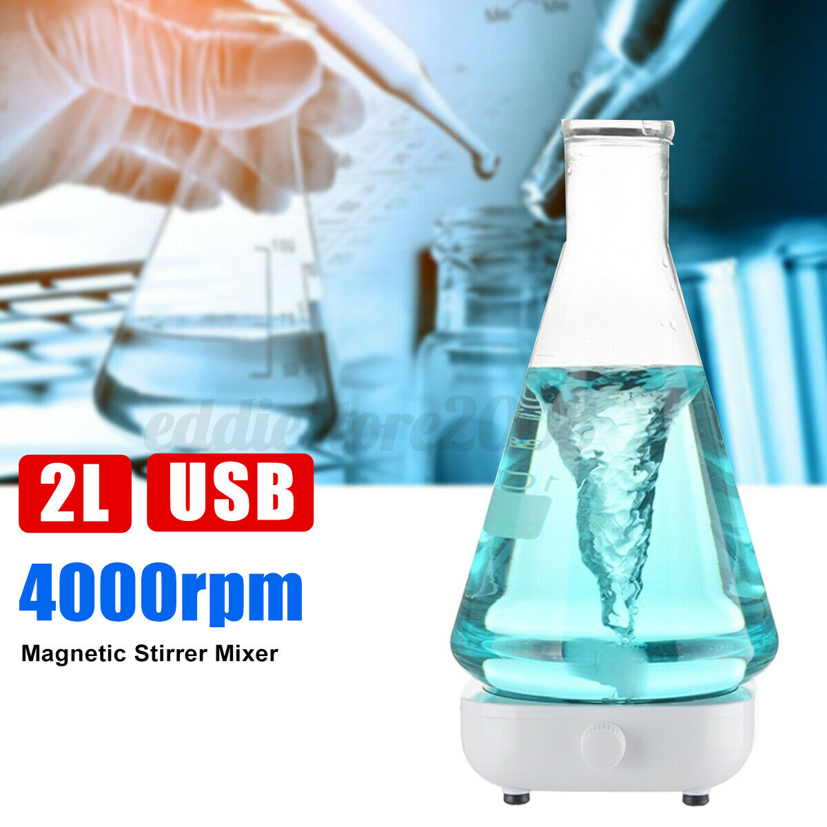 2L 0-4000RPM Magnetic Stirrer Liquid Mixer Blender Home Lab Equipement USB â˜ª