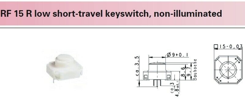 [20pcs] 3.14.100.501 Low short-travel keyswitch, non-illum. Au