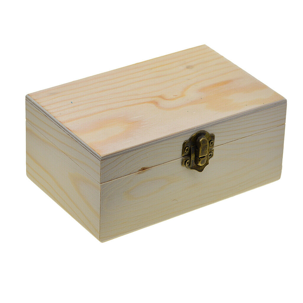 Unpained Wood Box Storage Organizer Locakable for Bracelets Necklace Earrings