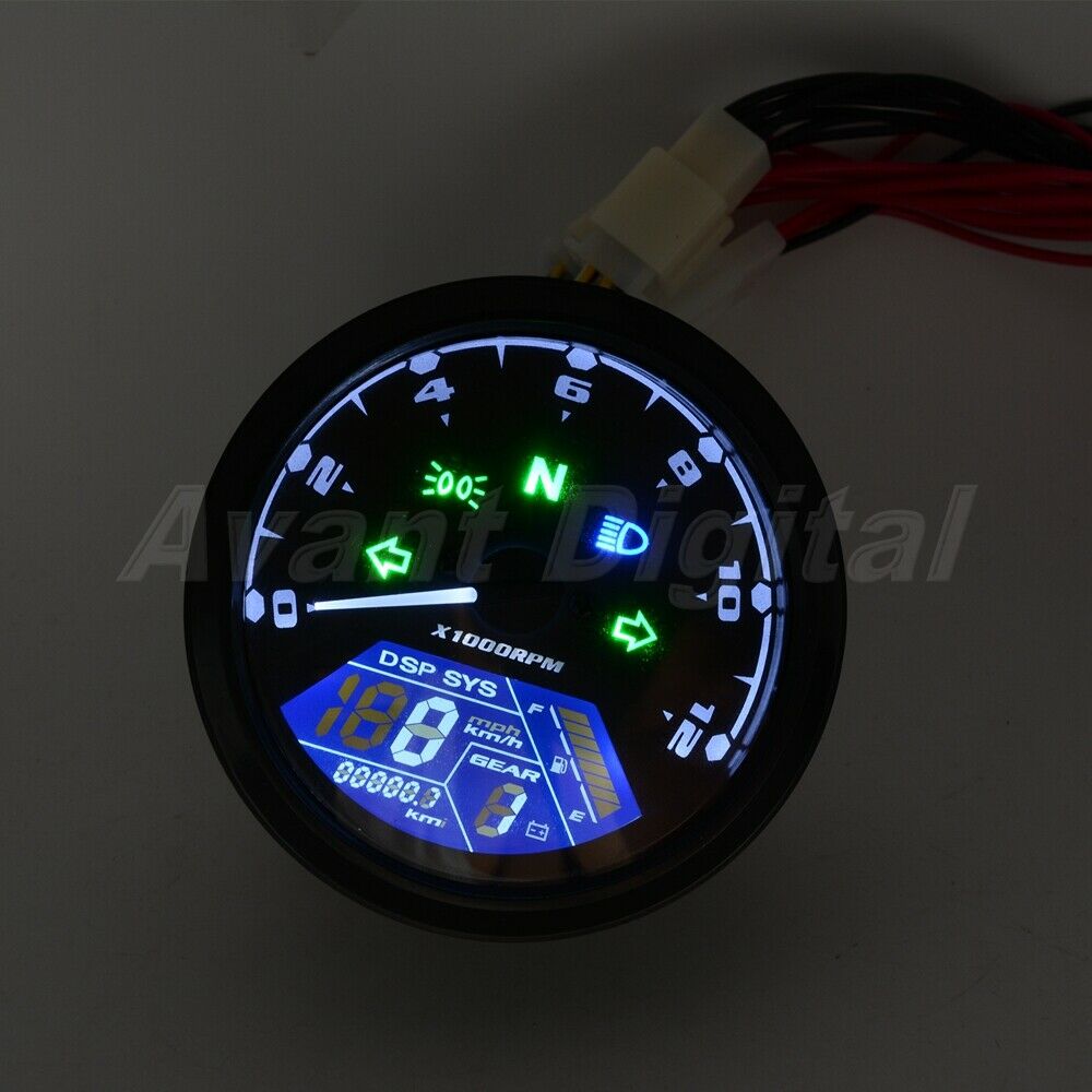 Motorcycle Speedometer Tachometer Odometer Oil Meter Multi-function LED digital