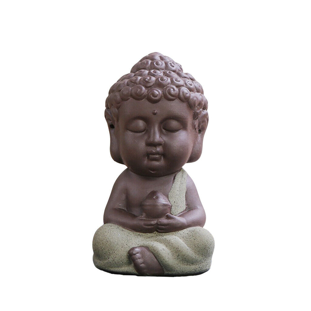 6 Piece Monk Buddha Ceramic Statue Tea Tray Craft