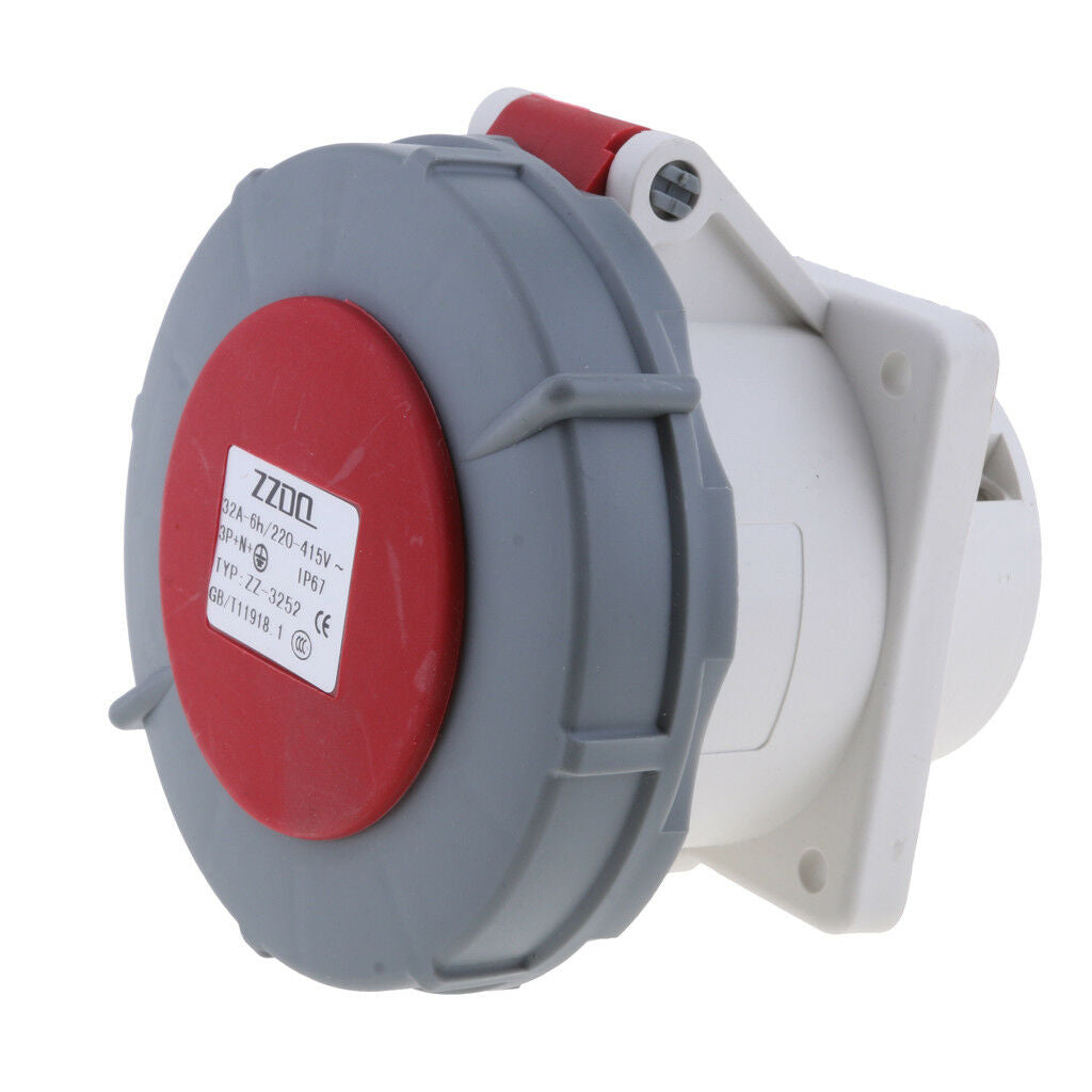 5 Pin Industrial Socket 32A 220-415V Weatherproof Waterproof IP67 3P+N+E