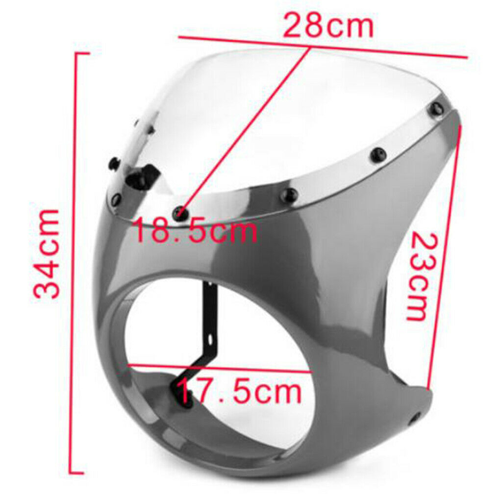 7" Motorcycle Universal Retro Headlight Fairing Wind Screen For Cafe Racer Black