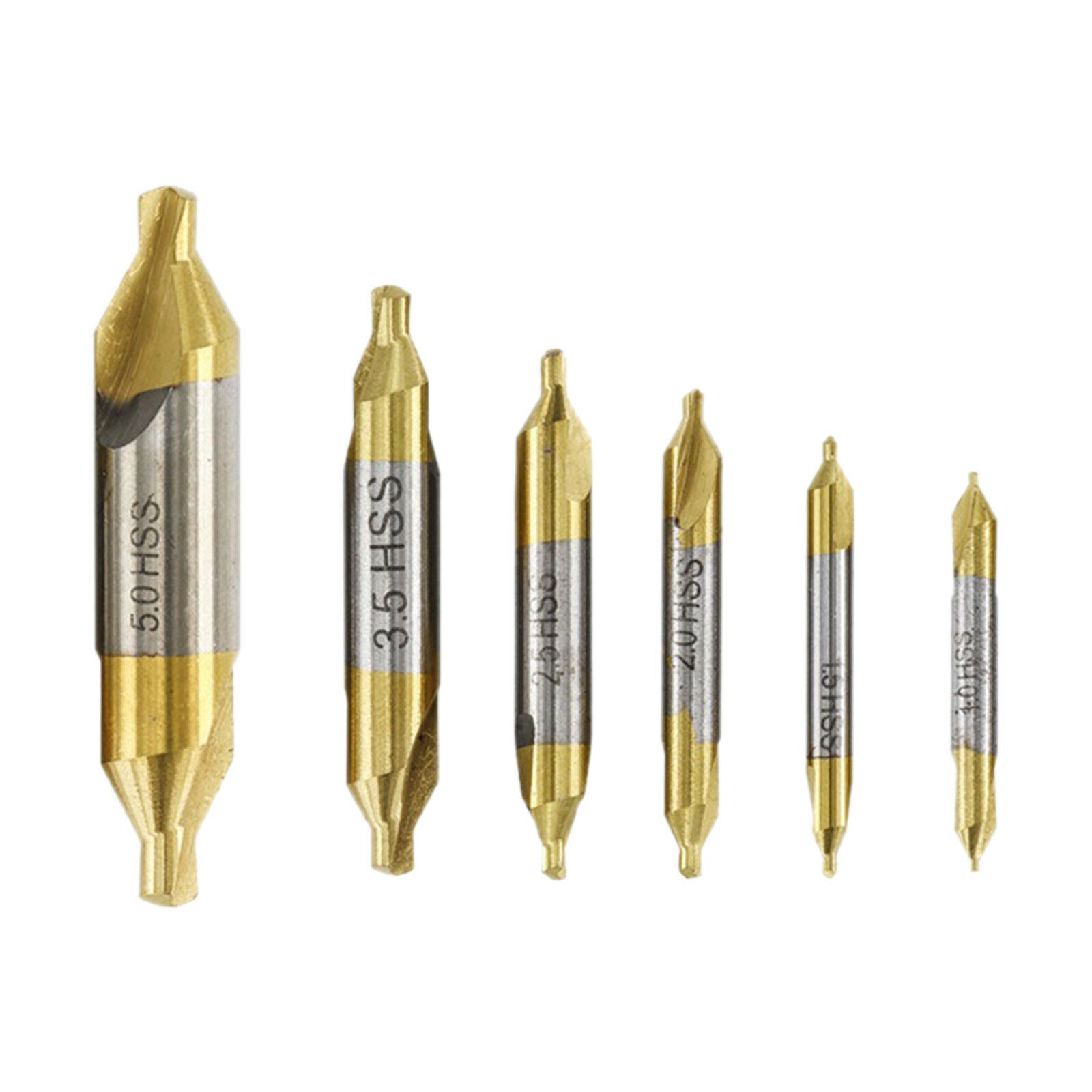 6pcs High Speed Steel Centering Drill Bits Kit 60 Degree Mill Tool Sharp