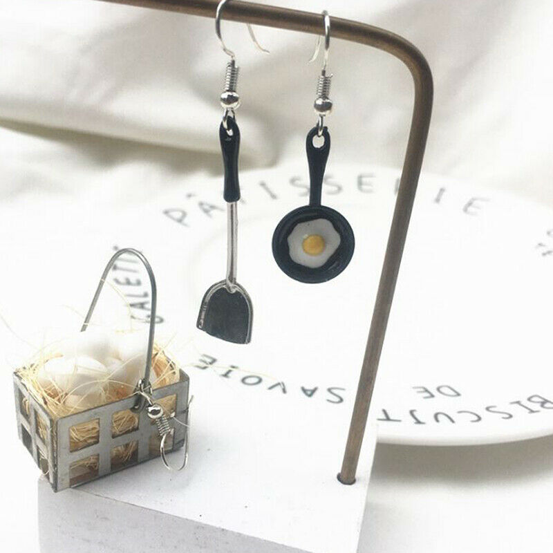 Fashion Women Asymmetric Fried Egg Pan Shovel Drop Dangle Earrings Jewelr.l8