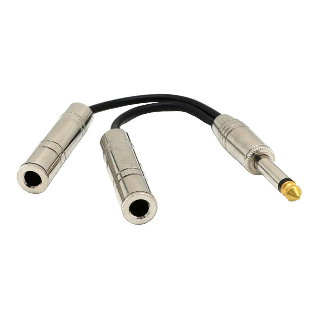 0.2m 1/4" Jack Male to 2Ã— 6.5mm Mono Female Audio Y Splitter Adapter Cable