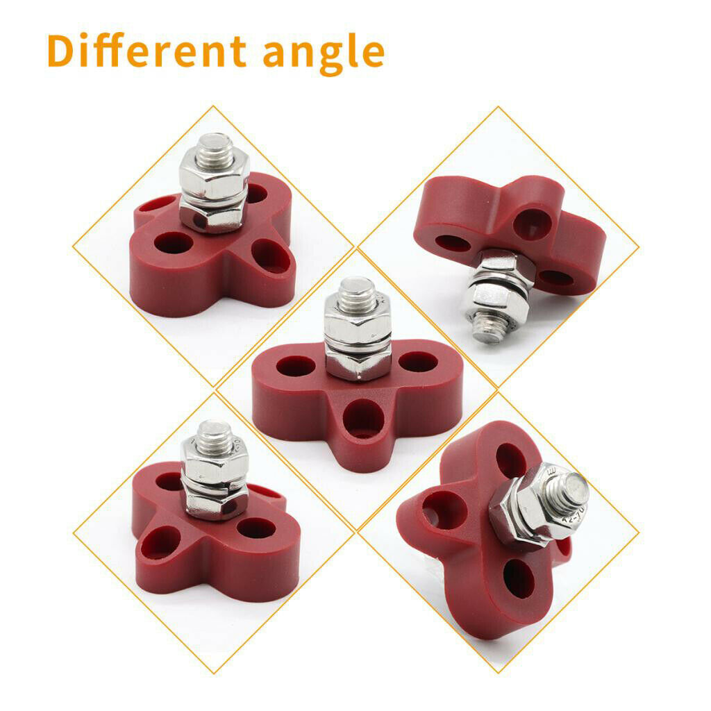 Boat DC48V Heavy Duty Single Terminal Stud M8 Power Distribution Block Red