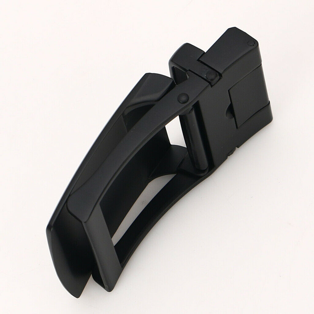 Classic Solid Buckle Automatic Ratchet Leather Belt Buckle, Black, Fits 40mm