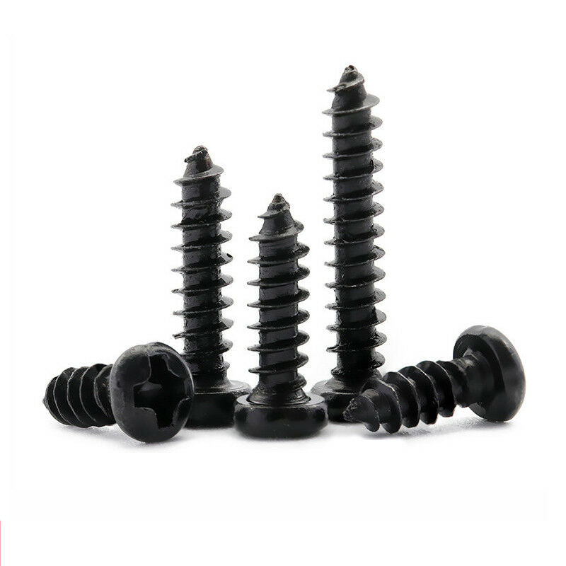 60Pcs M2 * 4-12mm Phillips Pan Head Self Tapping Screws Micro Set Zinc Black