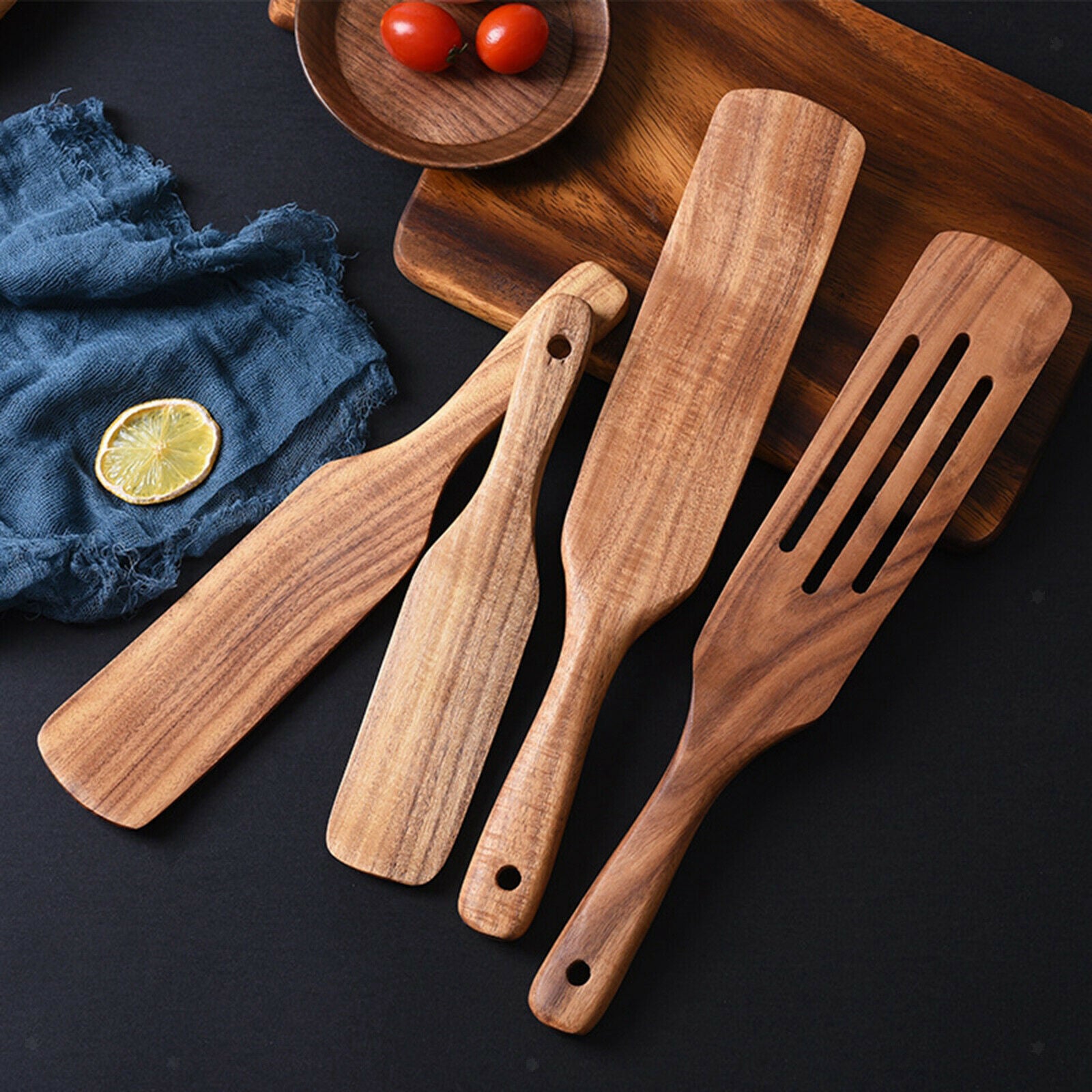 5x Slotted Heat Resistant Spatulas Spoons Set Utensils Kitchen Cooking