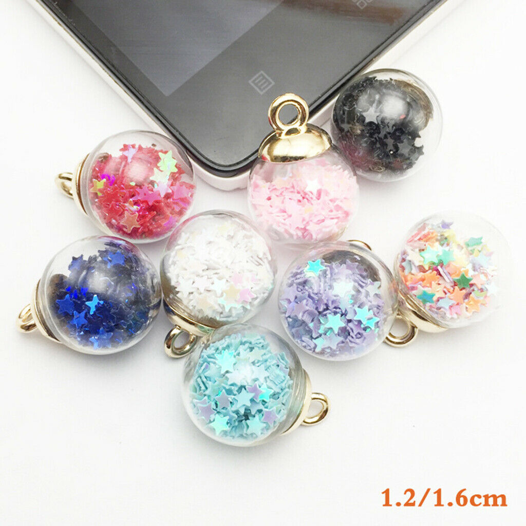 20X 16mm Charms Glass Ball With Shiny Star Pendants Craft DIY Necklace Mixed