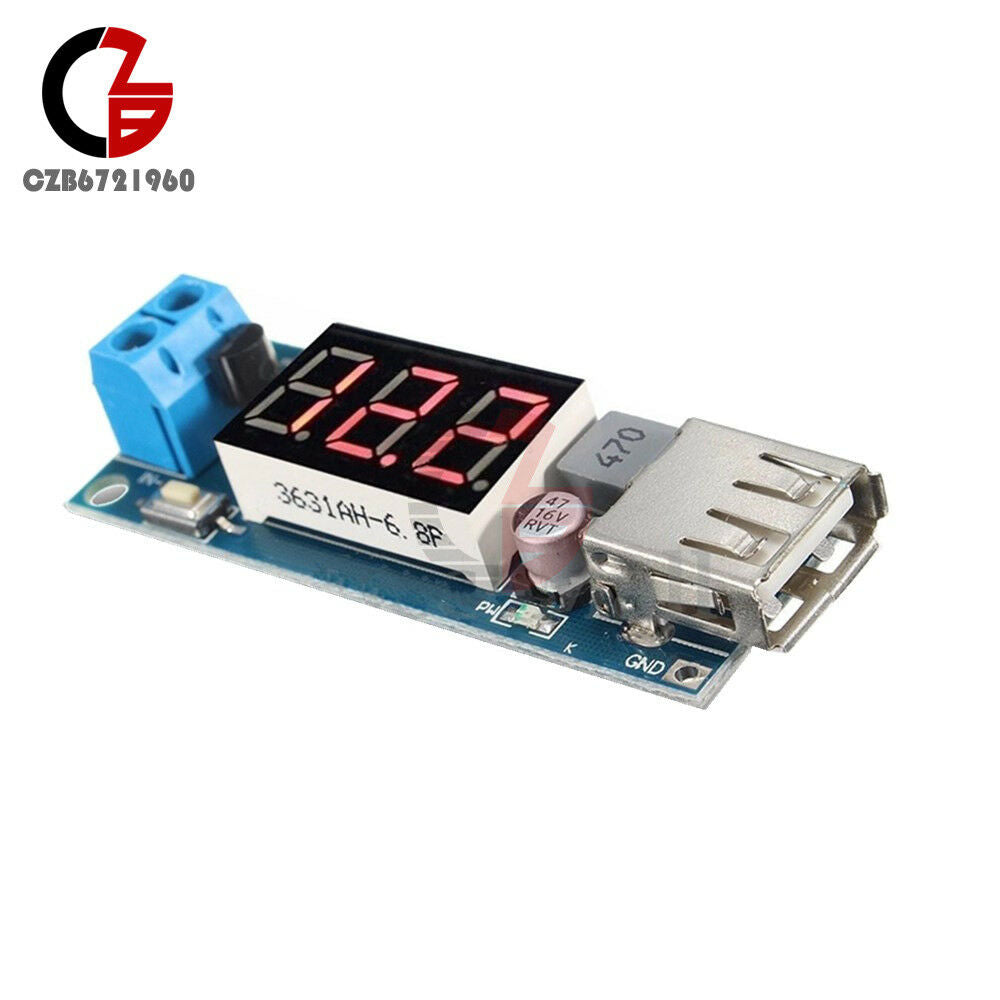 2PCS DC-DC 4.5-40V To 5V 2A USB Charger Step down Converter Voltmeter Module CZ