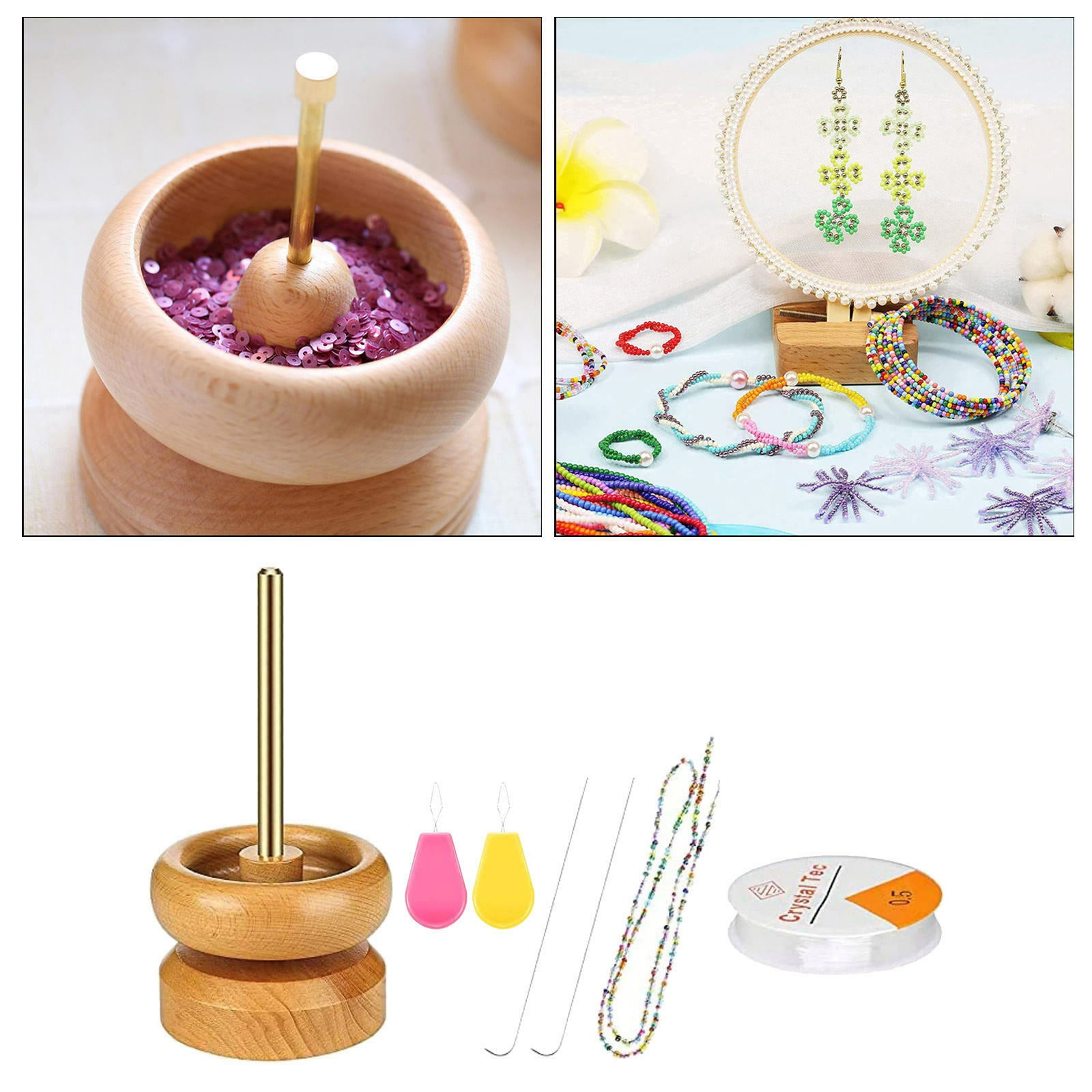 Wood Bead Spinner Gem Bead Loader Beads Quickly DIY Spinning Jewelry Tool