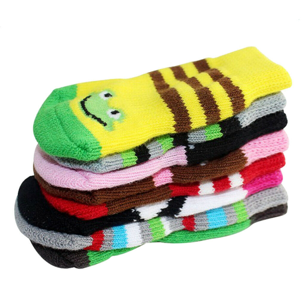 Pack of 8 Dog Socks Winter Apparel Traction Indoor/Outdoor Wearing Anti-slip