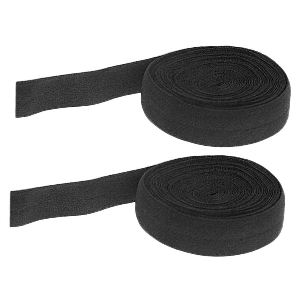2Pcs 10m 2cm Flat Bias Binding Black Elastic Rope Heavy Stretch for Clothing