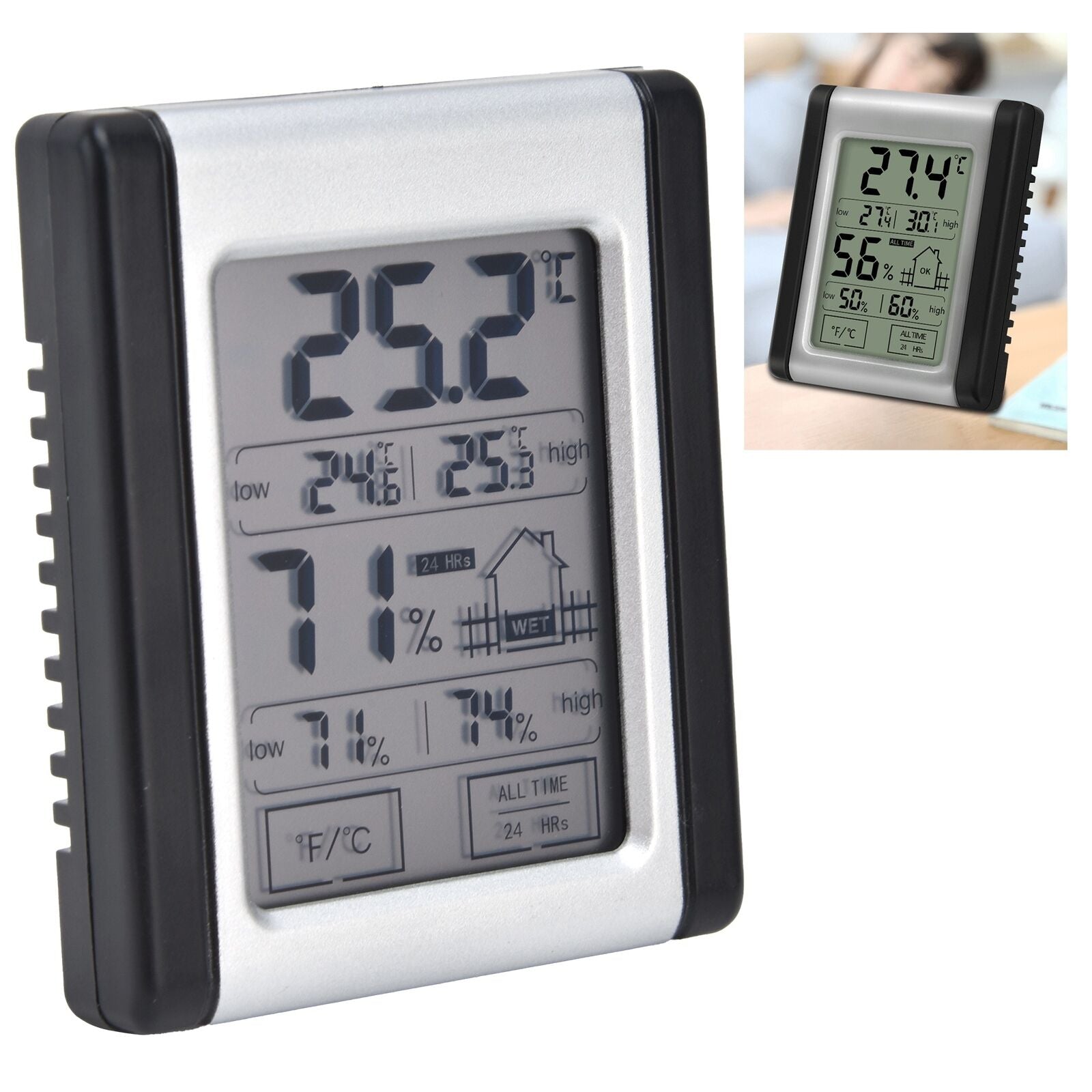 High Accuracy Digital Thermometer Hygrometer Touch Screen Electronic Temperature