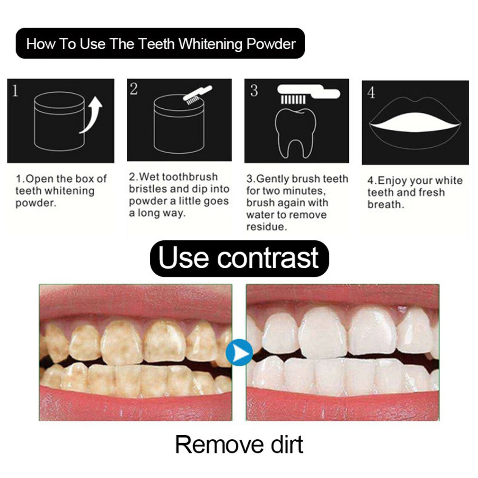Natural Teeth Gum Whitening Powder Polish Remove Plaque Stains Dental Tools