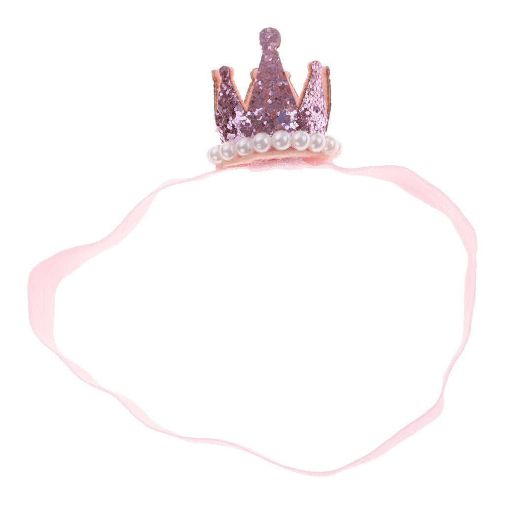 Baby Girl Beaded  Headband Tiaras For Birthday Party Decor - Light Pink, as