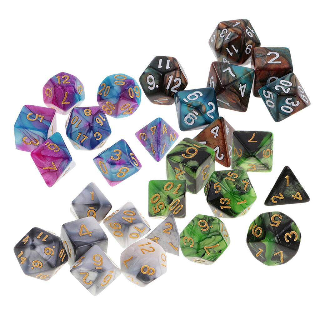 28 Polyhedral Finger Pieces for  RPG Game