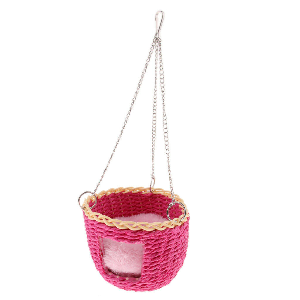 Pet Small Animal Hamster Cage Handwoven Bed Basket Swing with Removable Mat (