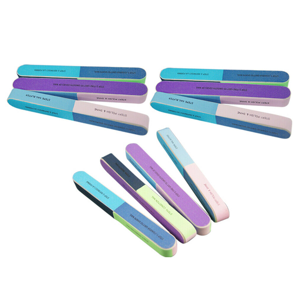 10x 6-way UV Gel Nail Files Toenails Buffing Shaping Buffers for Salon Home