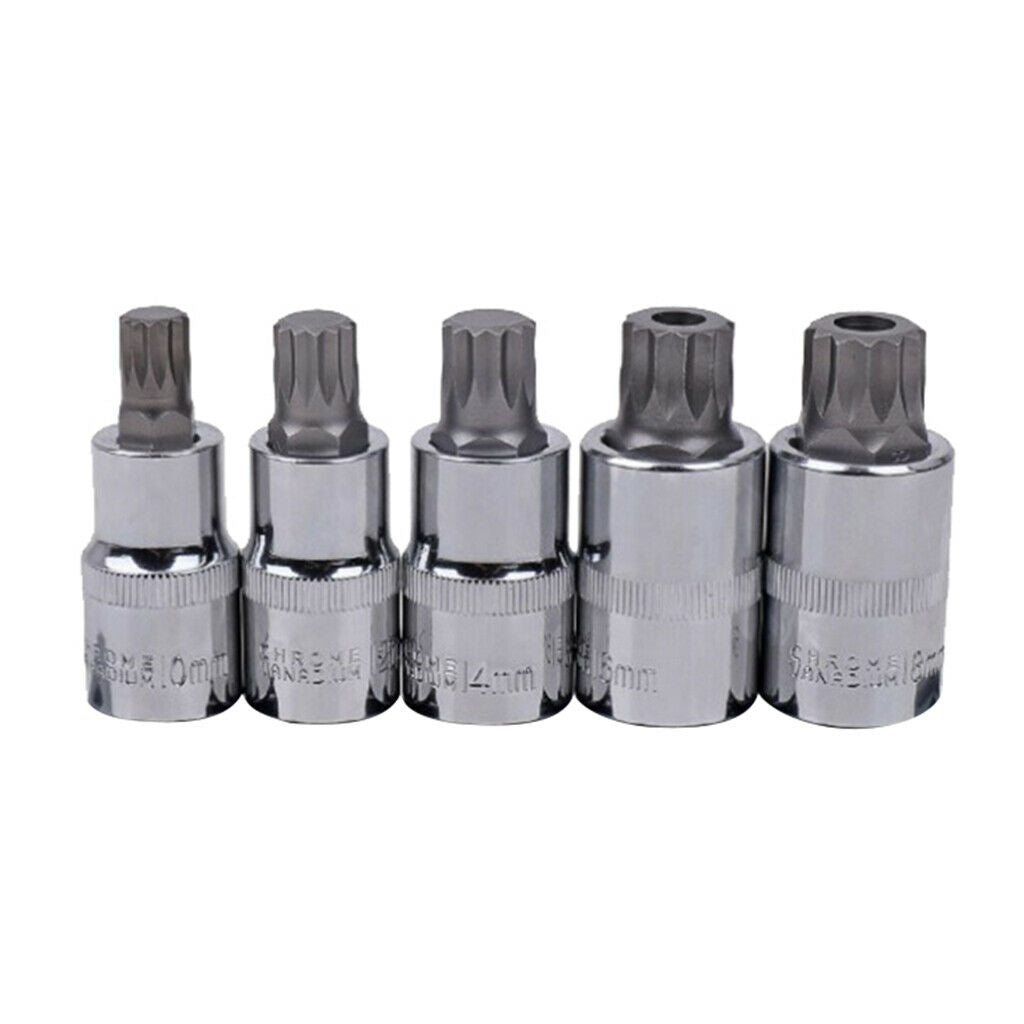 5 pcs 1/2" Socket Adapter 55mm Length Drill Bits Accs Set CHROME VANADIUM