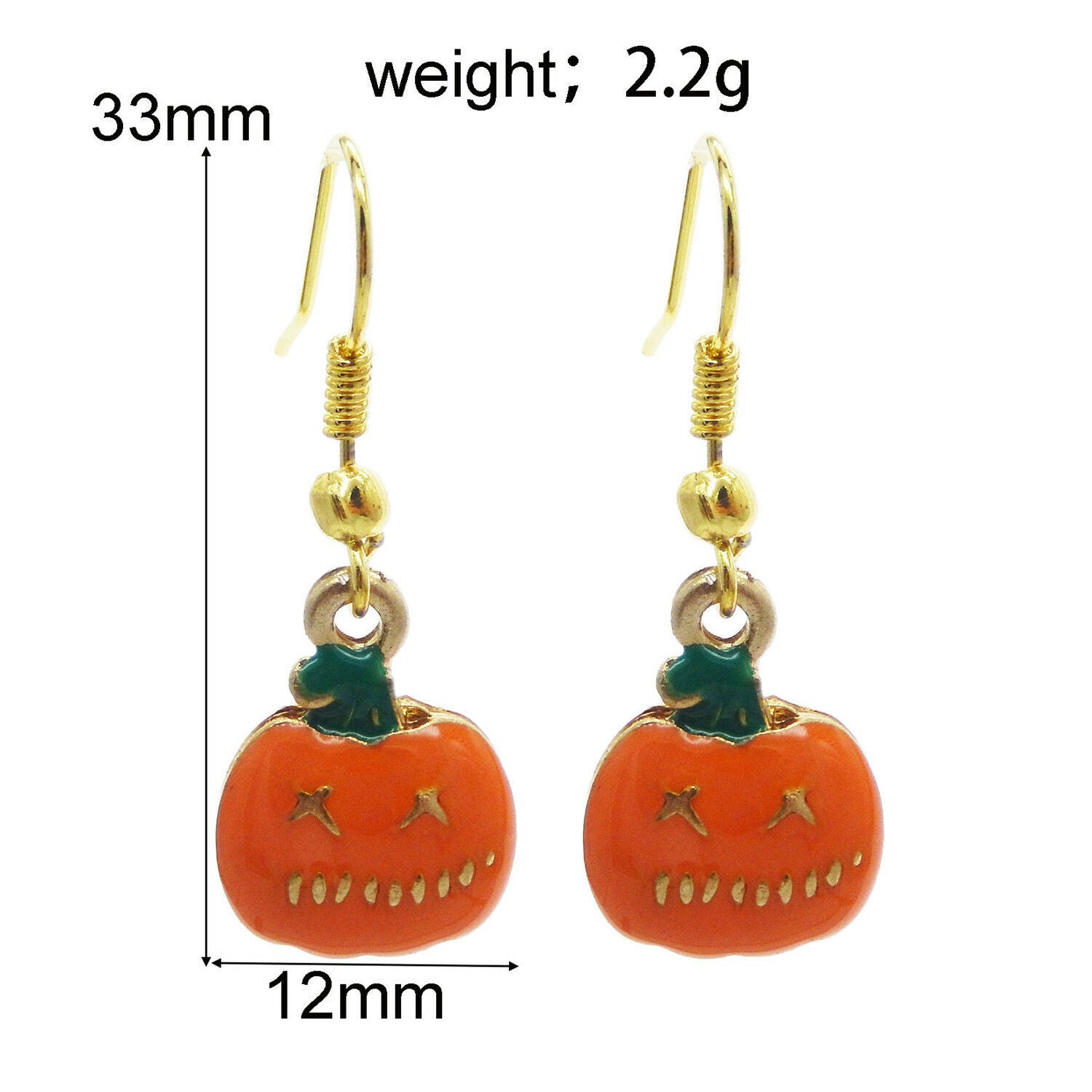 1 Pair Halloween Enamel Metal Pumpkin Charm Dangle Earrings Handmade Jewelry