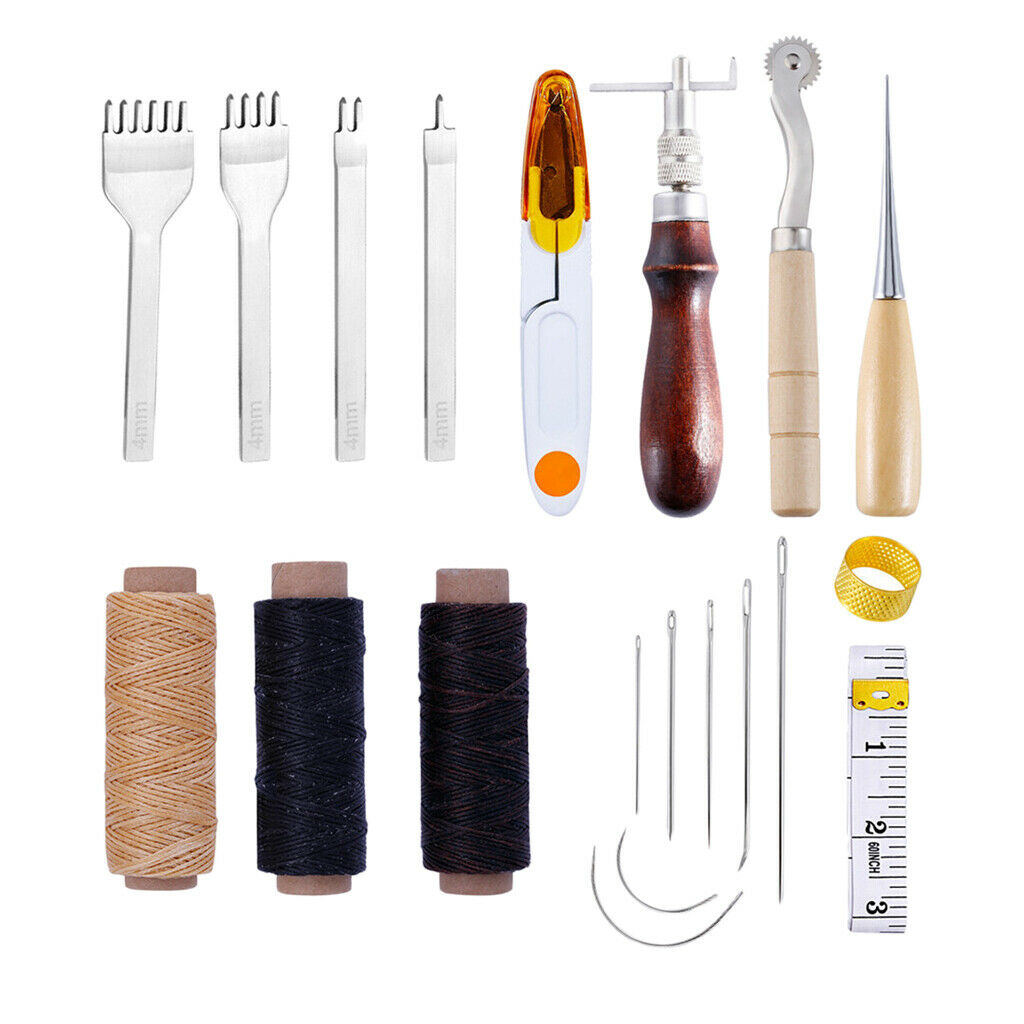 20Pcs/set Leather Craft Basic Stitching Sewing Hand Tool Set Saddle Groover for