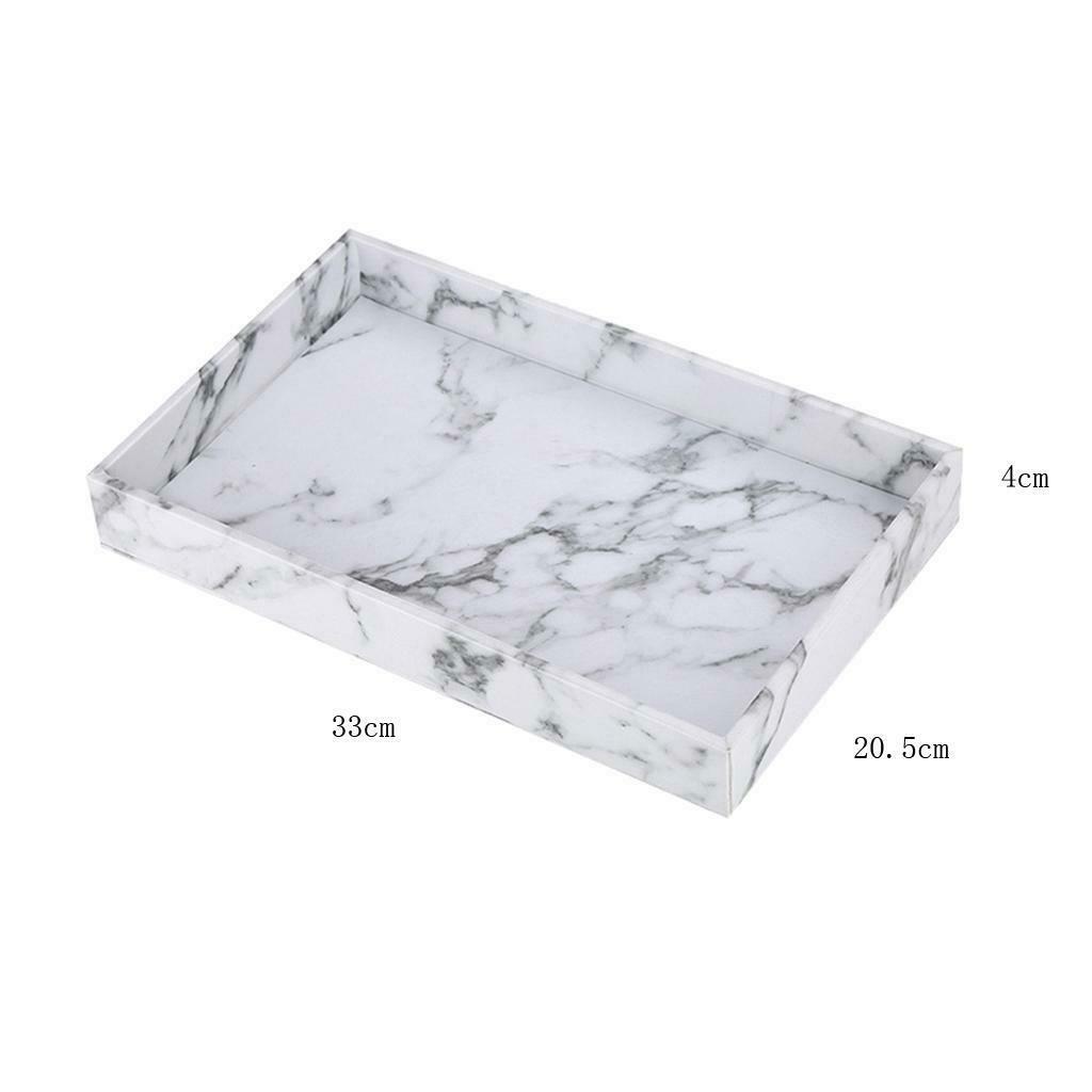 Marble Texture Serving Tray PU Leather for Coffee Desserts Rectangle 13x8"