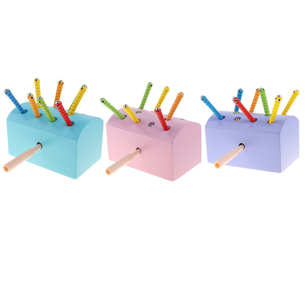 Wooden Magnetic Catch Insects Pretend Fishing Game Toys Kids Baby Toddler