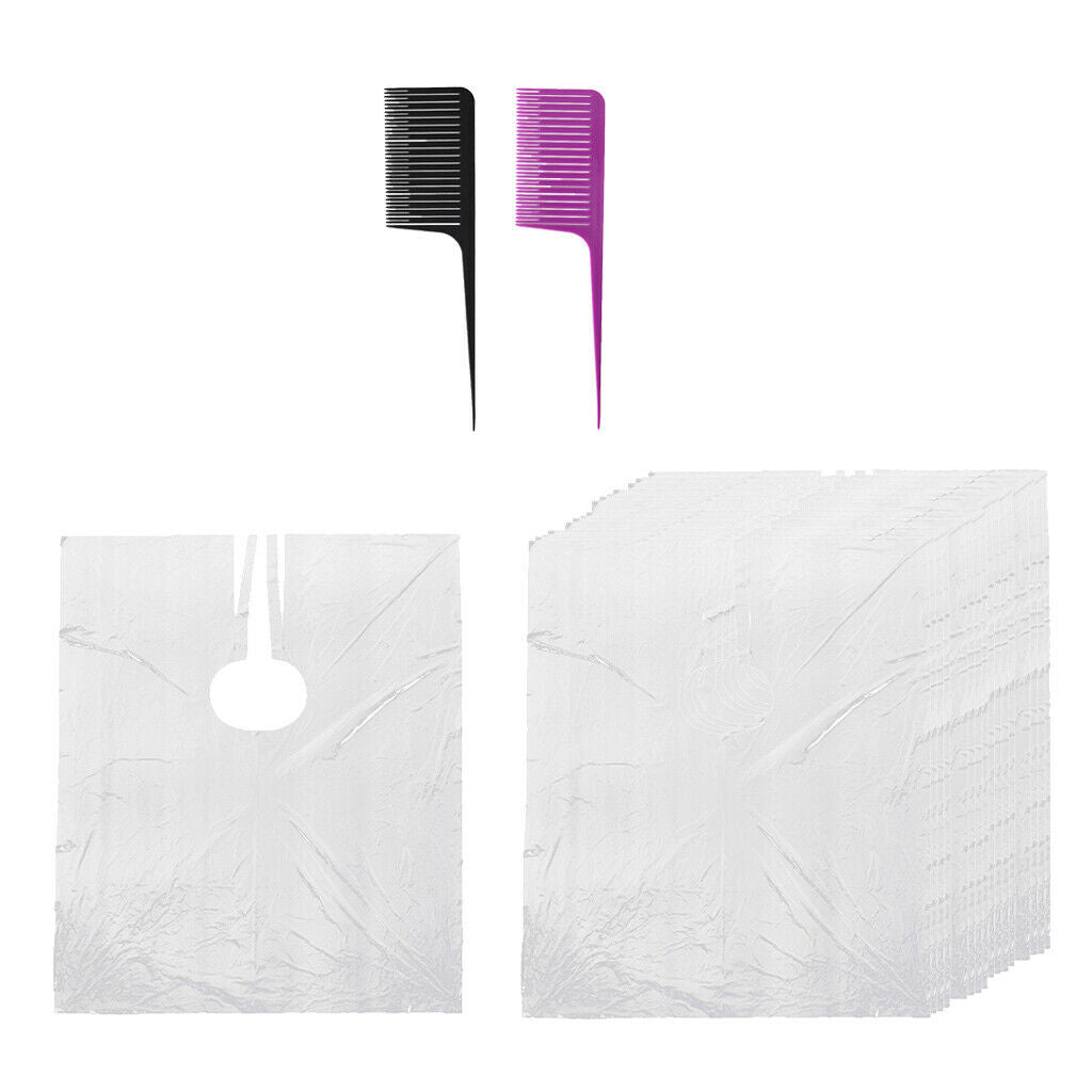 Lot 50pcs Disposable Hair Cutting Capes Gowns Barber Apron w/2x Hair Combs