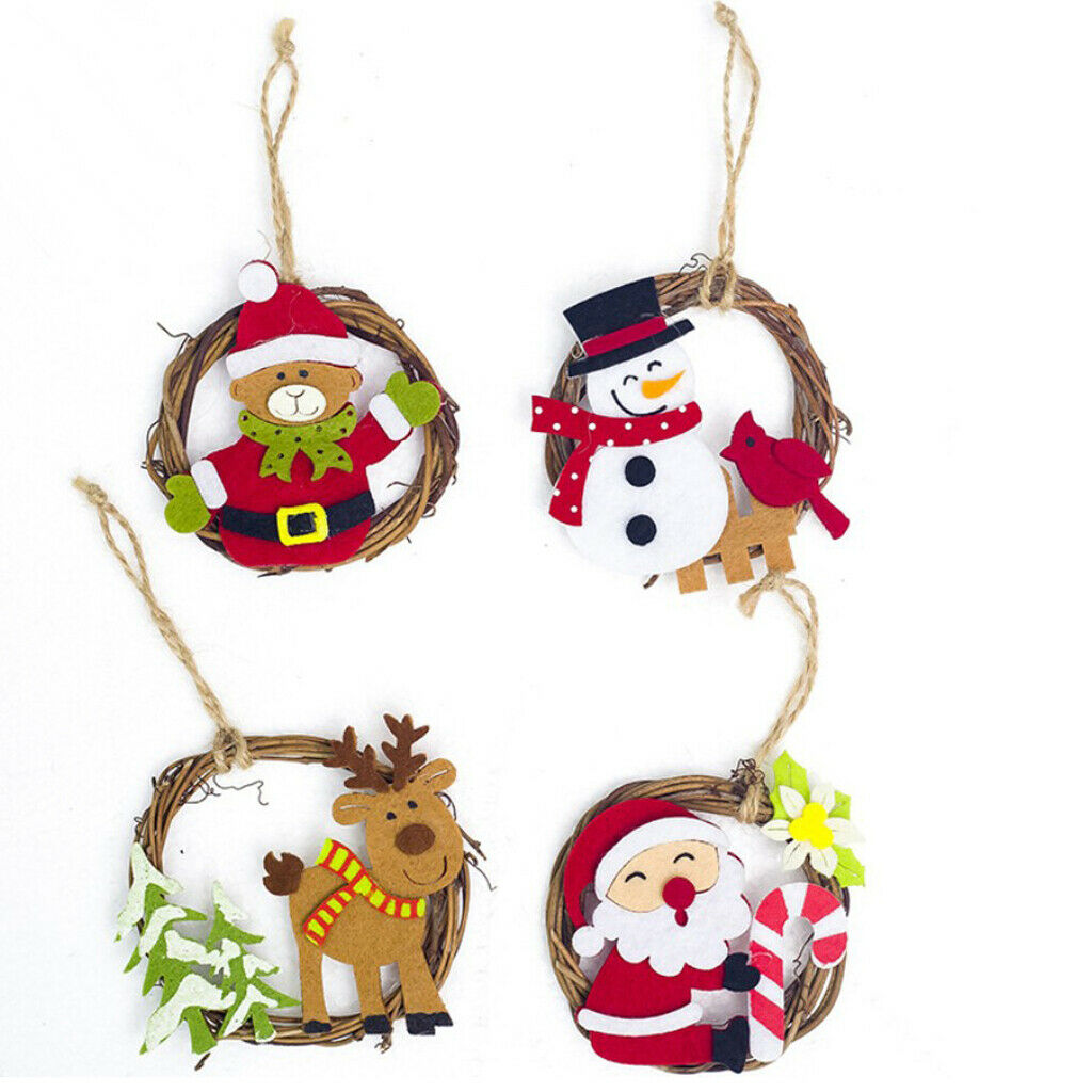 4x Assorted Christmas Wreath Rattan Christmas Tree  Decoration