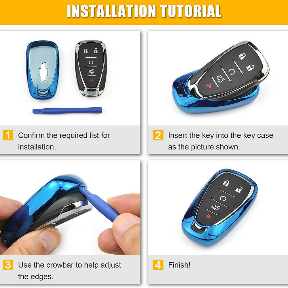 Blue TPU Car Remote Key Case Cover For Chevrolet Cruze/Malibu/Camaro/Blazer/Trax
