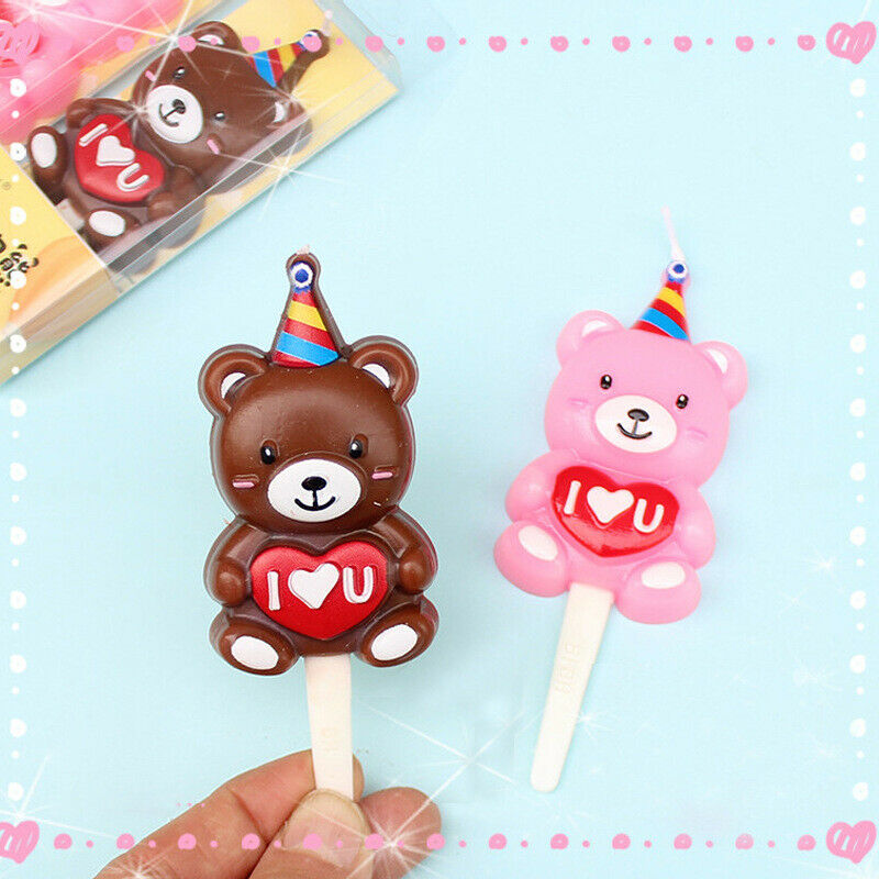 1Pcs Cartoon Candles Bear Love Number For A Cake Shimmer Baby Shower PartyFCA