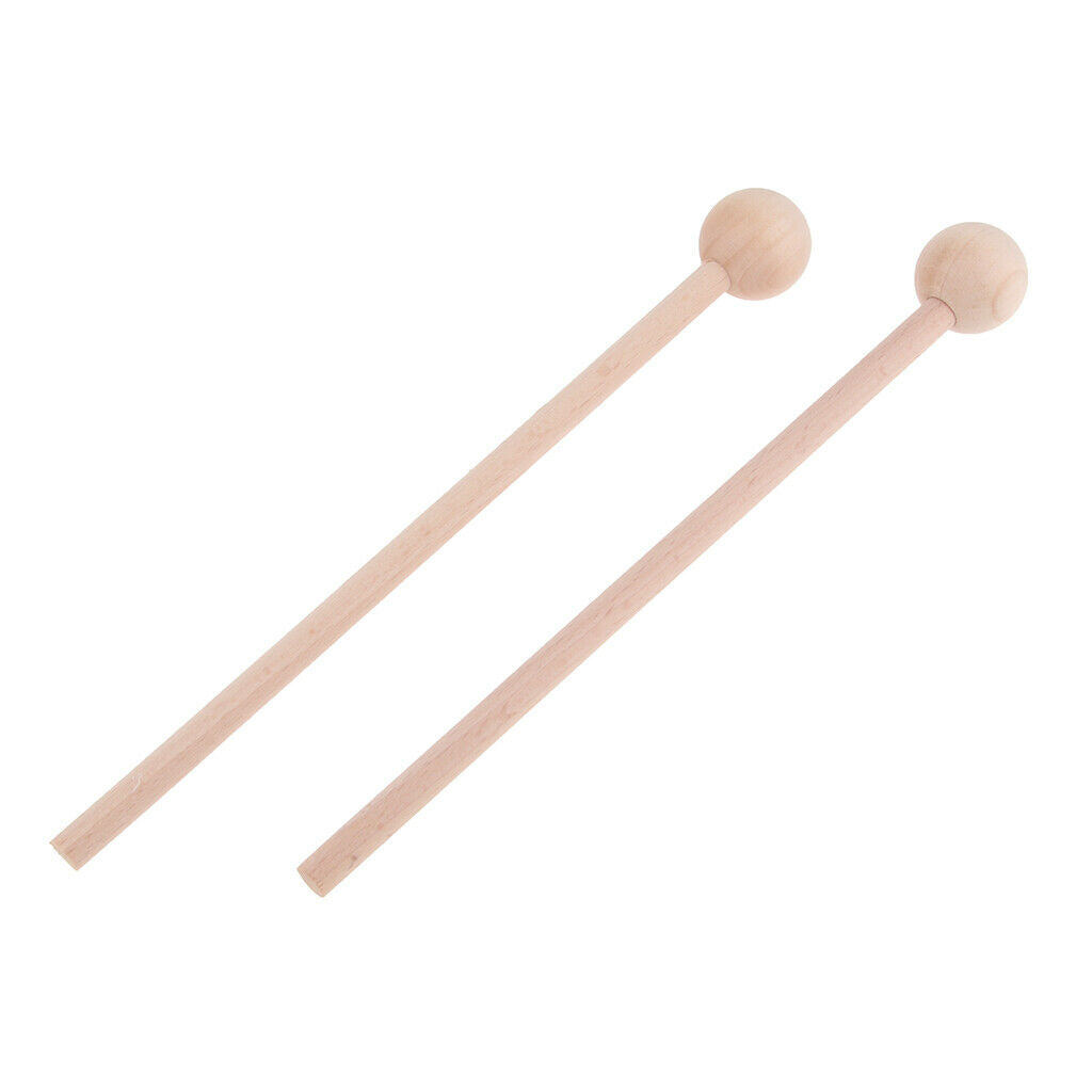 2 Pcs Drum Marimba Percussion Mallets Sticks Replacement Hard Wooden 22cm