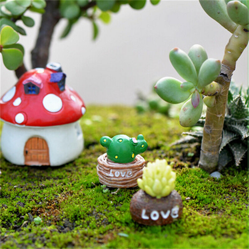 Moss Micro Landscape Ornaments Love Pot Plant Mix Size Fairy Garden Decor.l8
