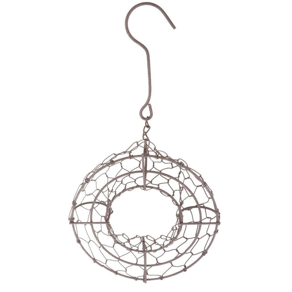 Rustic Iron  Frame Wire Wreath Succulent Pot Hanging Pot Metal Planter -21cm
