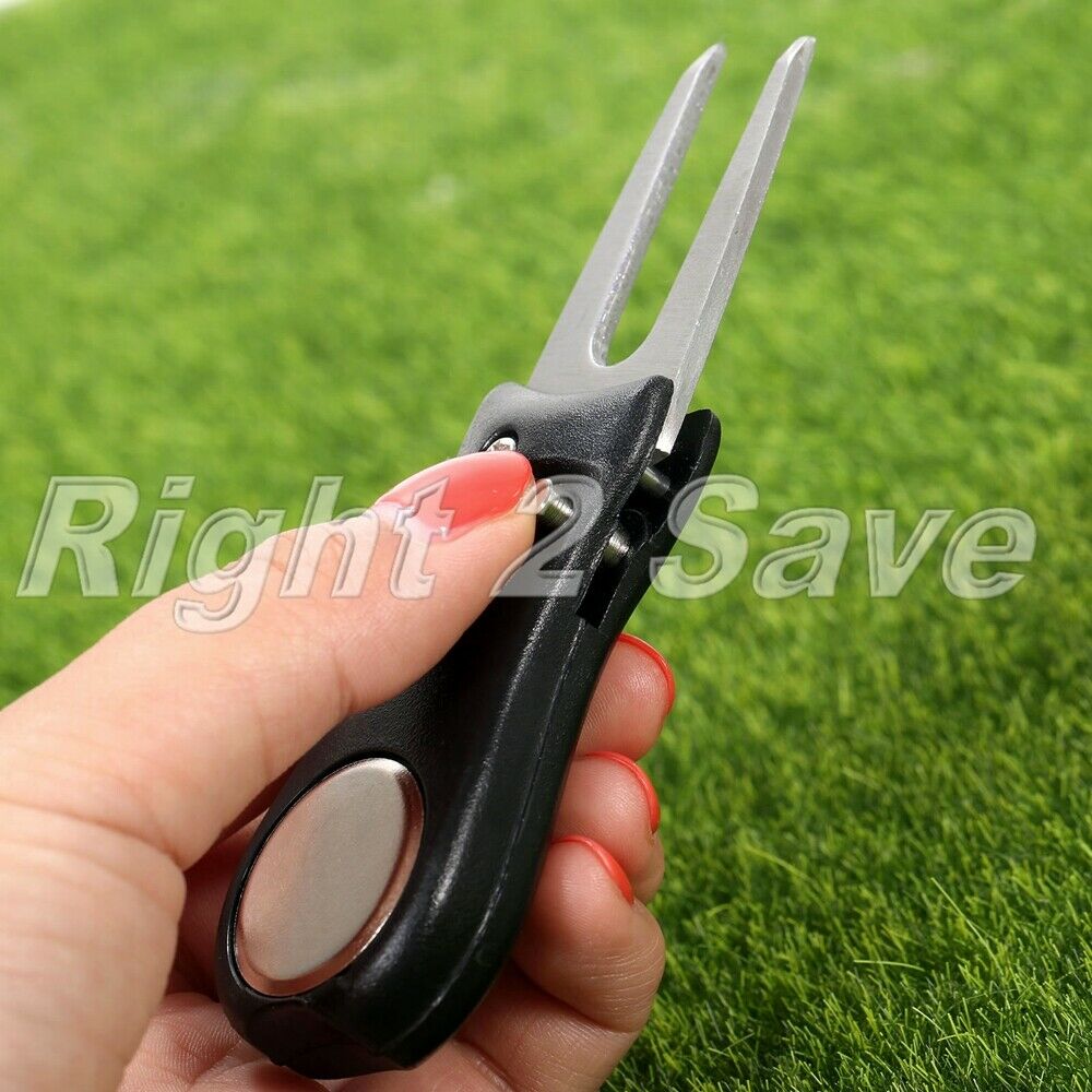 2x Black lightweight Stainless steel Golf Green Divot Repair Switchblade Tools