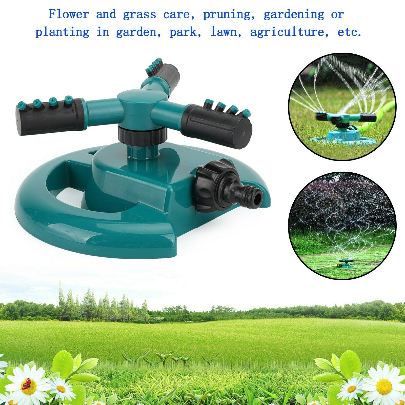 Garden Sprinkler Lawn Watering 360° Rotating Water Hose Spray Irrigation BS5
