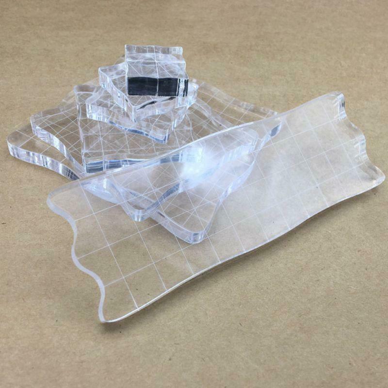 7pcs Transparent Acrylic Clear Stamp Block Pad Scrapbooking DIY Handmade Tool
