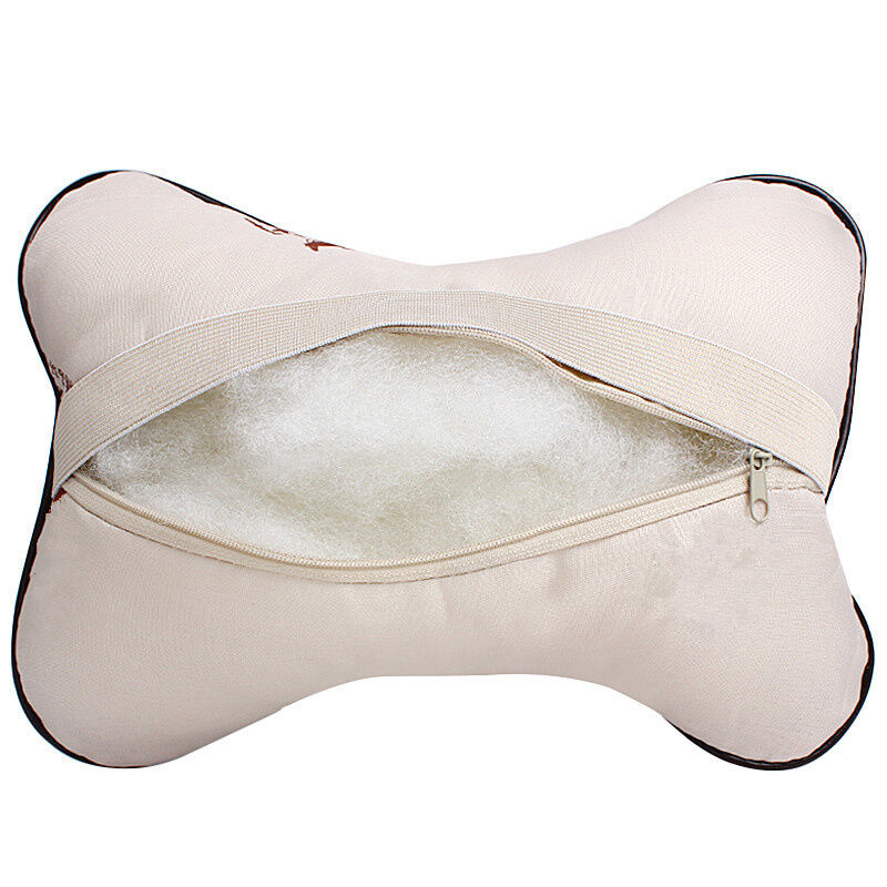2x Universal PU Leather Car Seat Headrest Head Neck Support Pillow Soft Cushion