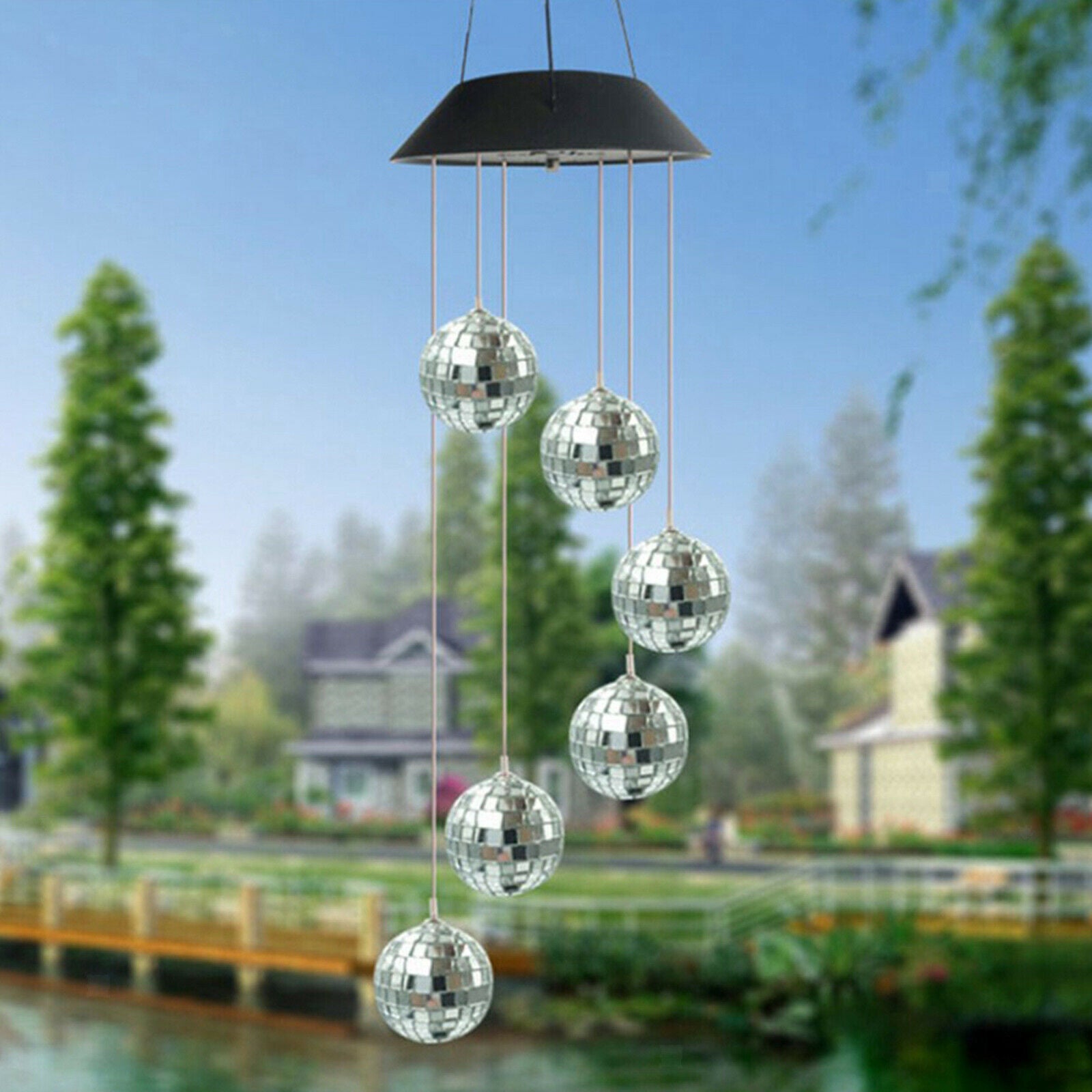Solar Powered Wind Chimes Color Changing Waterproof For Yard Porch Party