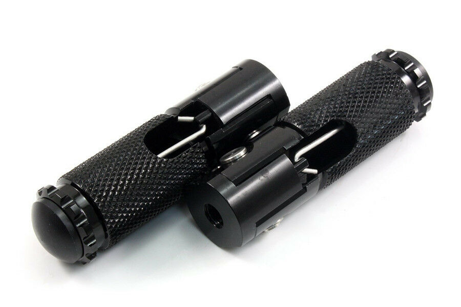 Universal Pair CNC Black Aluminum Motorcycle Folding Rearsets Footrest Footpeg