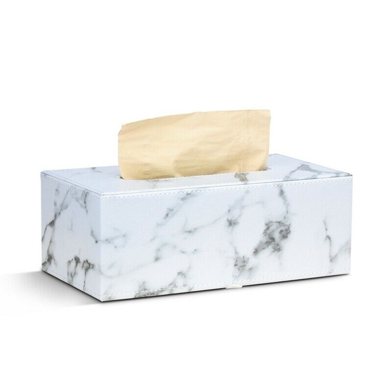 Rectangular Marble PU Leather Facial Tissue Box Cover Napkin Holder Paper ToweN7