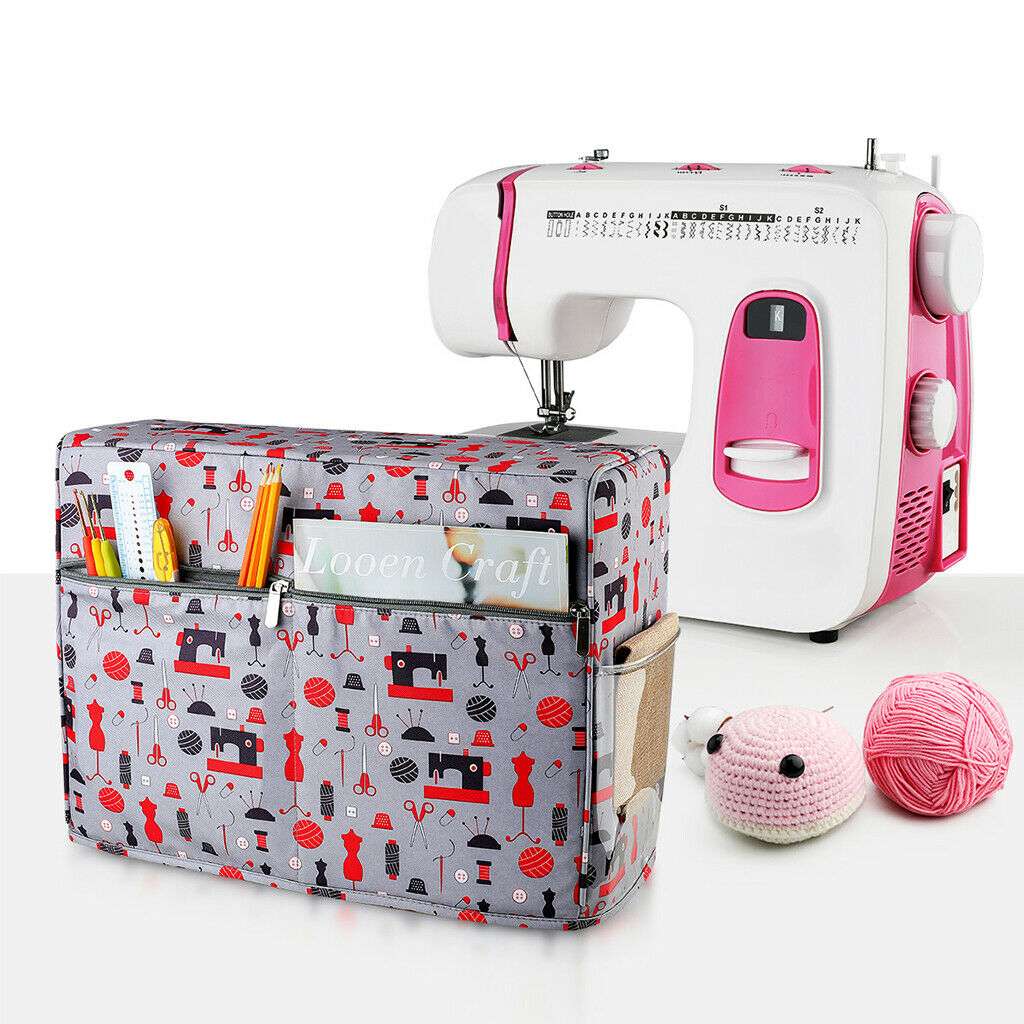 Universal Quilted Sewing Machine Dust Cover with Pockets Carrying Storage Bag